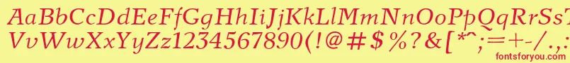 NewjournalcItalic Font – Red Fonts on Yellow Background