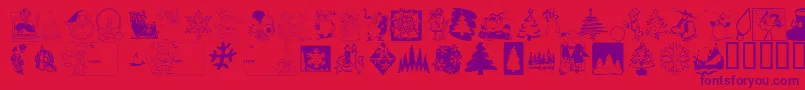 Шрифт KrChristmas2001 – фиолетовые шрифты на красном фоне