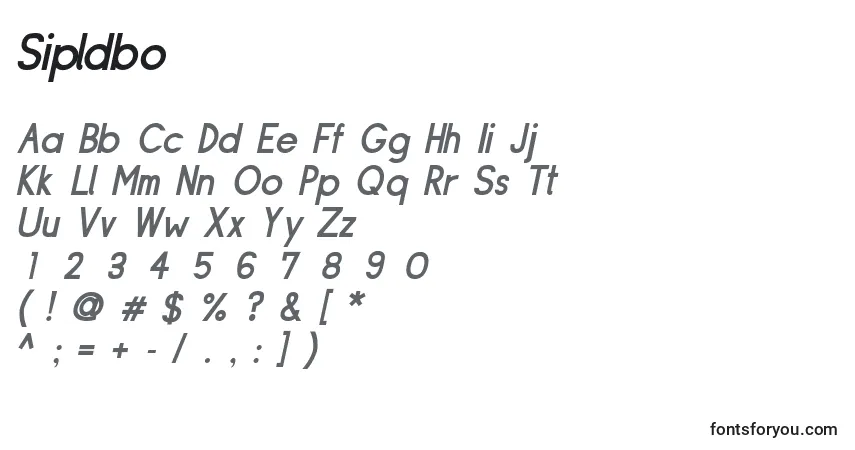 Czcionka Sipldbo – alfabet, cyfry, specjalne znaki