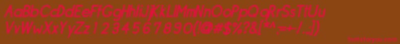 フォントSipldbo – 赤い文字が茶色の背景にあります。
