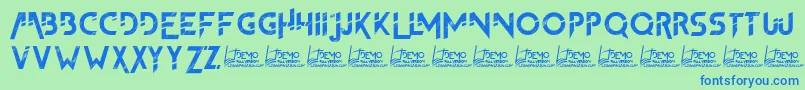 TheFrontman2Demo-Schriftart – Blaue Schriften auf grünem Hintergrund