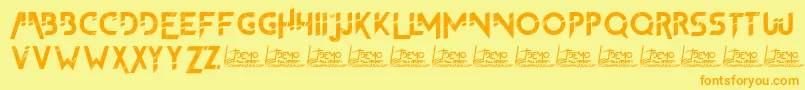 TheFrontman2Demo-fontti – oranssit fontit keltaisella taustalla
