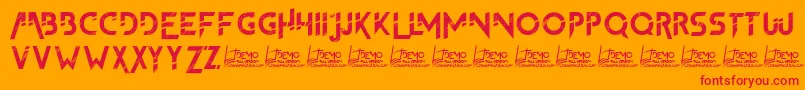 TheFrontman2Demo-Schriftart – Rote Schriften auf orangefarbenem Hintergrund