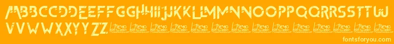 TheFrontman2Demo-fontti – keltaiset fontit oranssilla taustalla