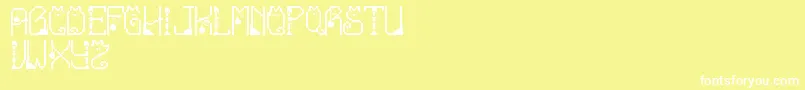 フォントLmsCatTreats – 黄色い背景に白い文字