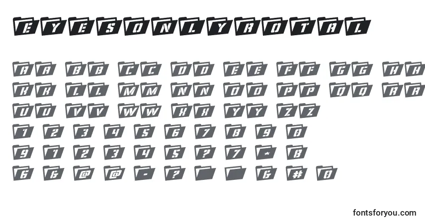 Schriftart Eyesonlyrotal – Alphabet, Zahlen, spezielle Symbole