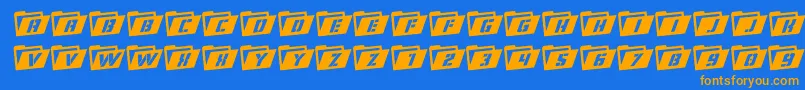Eyesonlyrotal-Schriftart – Orangefarbene Schriften auf blauem Hintergrund