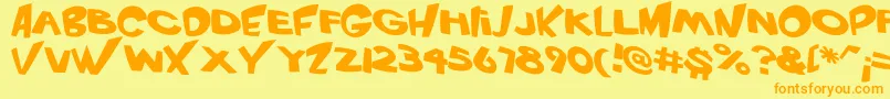 フォントVtcScreamitloudRegular – オレンジの文字が黄色の背景にあります。