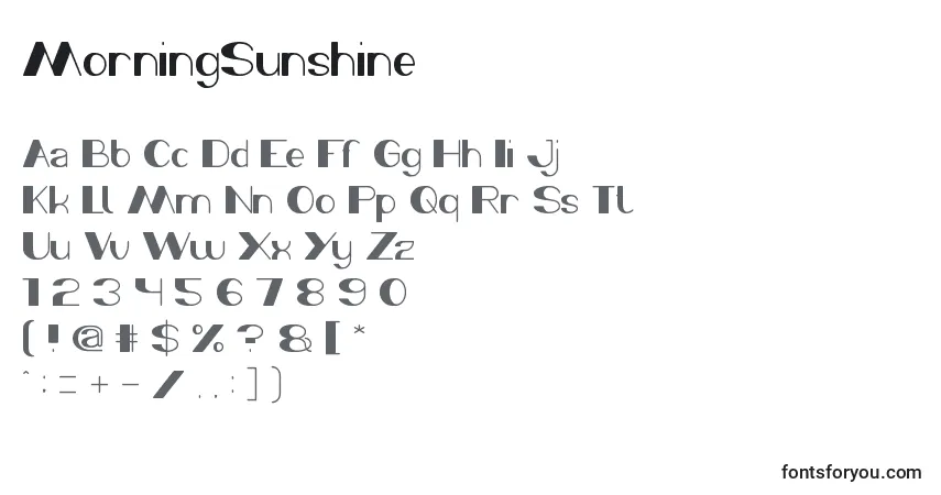 A fonte MorningSunshine – alfabeto, números, caracteres especiais