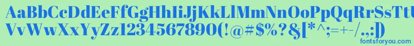 フォントAbrilFatface – 青い文字は緑の背景です。