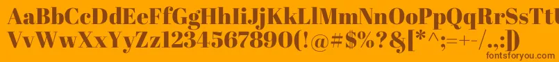 AbrilFatface-fontti – ruskeat fontit oranssilla taustalla