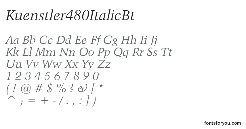 Шрифт Kuenstler480ItalicBt – алфавит, цифры, специальные символы
