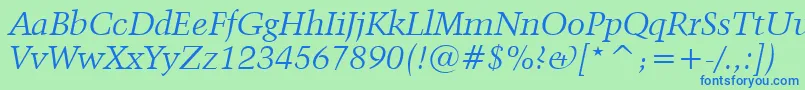 Kuenstler480ItalicBt Font – Blue Fonts on Green Background