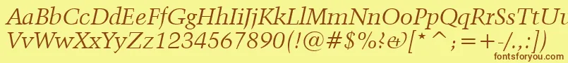 Kuenstler480ItalicBt Font – Brown Fonts on Yellow Background