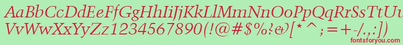 Kuenstler480ItalicBt Font – Red Fonts on Green Background