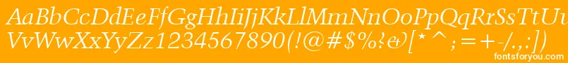 フォントKuenstler480ItalicBt – オレンジの背景に白い文字