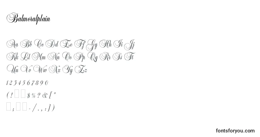 Balmoralplain-fontti – aakkoset, numerot, erikoismerkit