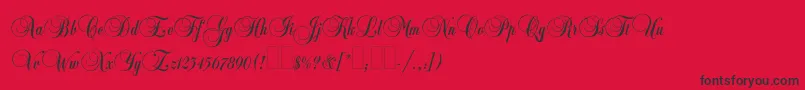 Balmoralplain-Schriftart – Schwarze Schriften auf rotem Hintergrund