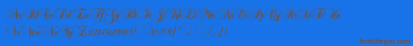 Balmoralplain-Schriftart – Braune Schriften auf blauem Hintergrund