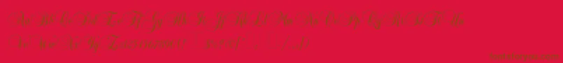 Balmoralplain-Schriftart – Braune Schriften auf rotem Hintergrund