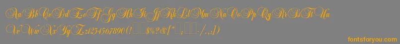 フォントBalmoralplain – オレンジの文字は灰色の背景にあります。