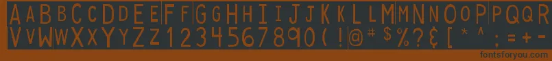 フォントDjbStickyTapeLabels – 黒い文字が茶色の背景にあります