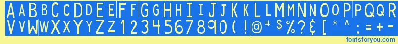 DjbStickyTapeLabels Font – Blue Fonts on Yellow Background