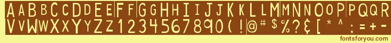 DjbStickyTapeLabels Font – Brown Fonts on Yellow Background