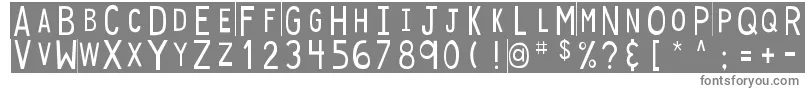 DjbStickyTapeLabels-fontti – harmaat kirjasimet valkoisella taustalla