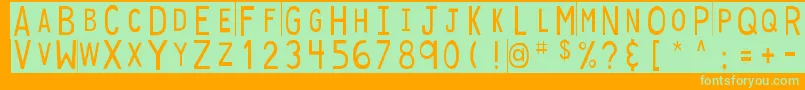 DjbStickyTapeLabels-fontti – vihreät fontit oranssilla taustalla