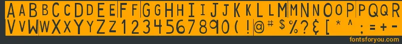 フォントDjbStickyTapeLabels – 黒い背景にオレンジの文字