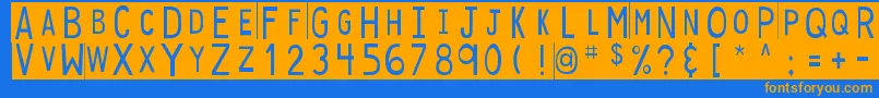 DjbStickyTapeLabels Font – Orange Fonts on Blue Background