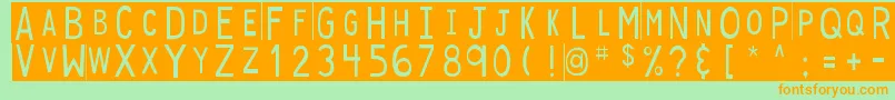 DjbStickyTapeLabels Font – Orange Fonts on Green Background