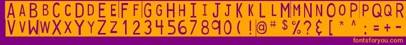 Fonte DjbStickyTapeLabels – fontes laranjas em um fundo violeta