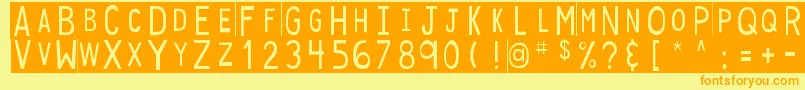 DjbStickyTapeLabels Font – Orange Fonts on Yellow Background