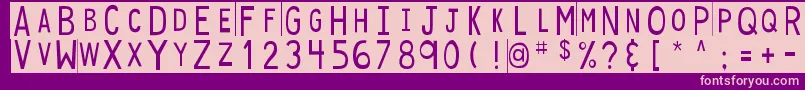 DjbStickyTapeLabels-Schriftart – Rosa Schriften auf violettem Hintergrund