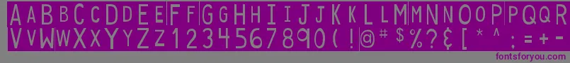 Czcionka DjbStickyTapeLabels – fioletowe czcionki na szarym tle