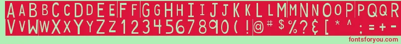 DjbStickyTapeLabels Font – Red Fonts on Green Background