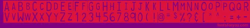Fonte DjbStickyTapeLabels – fontes vermelhas em um fundo violeta