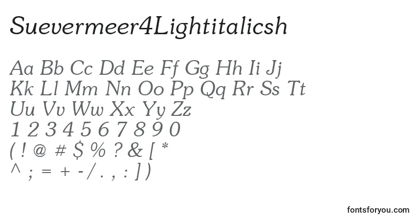Schriftart Suevermeer4Lightitalicsh – Alphabet, Zahlen, spezielle Symbole