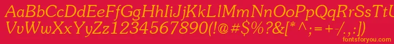 Suevermeer4Lightitalicsh Font – Orange Fonts on Red Background