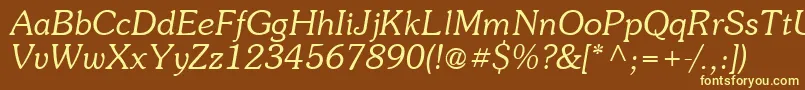 Suevermeer4Lightitalicsh Font – Yellow Fonts on Brown Background