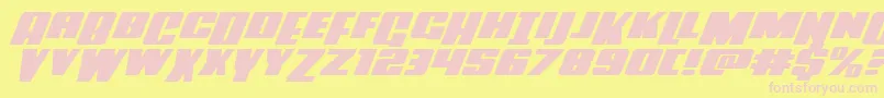 Powerlordxtraexpandital-fontti – vaaleanpunaiset fontit keltaisella taustalla
