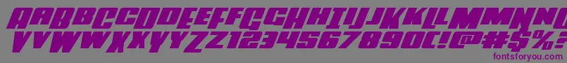 Czcionka Powerlordxtraexpandital – fioletowe czcionki na szarym tle