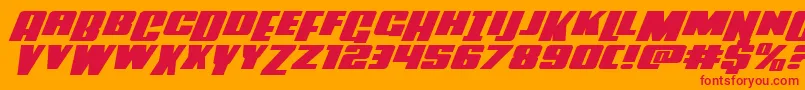 Powerlordxtraexpandital-Schriftart – Rote Schriften auf orangefarbenem Hintergrund