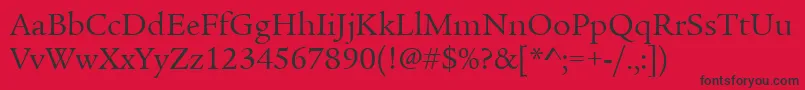Fonte LegacySerifItcTtBook – fontes pretas em um fundo vermelho