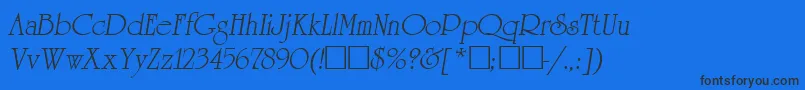 ReverenceLihgtItalic Font – Black Fonts on Blue Background