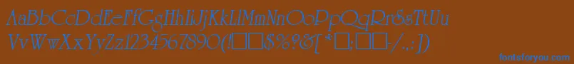 ReverenceLihgtItalic-Schriftart – Blaue Schriften auf braunem Hintergrund