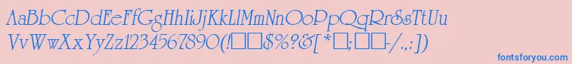 フォントReverenceLihgtItalic – ピンクの背景に青い文字