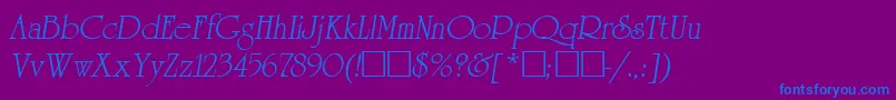 ReverenceLihgtItalic-Schriftart – Blaue Schriften auf violettem Hintergrund